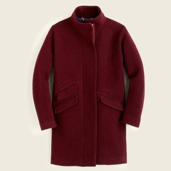 NWT J.Crew 6 Cocoon Coat Italian Stadium Cloth Wool Burgundy Red - Picture 1 of 11